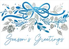 AA2543-R<br>Silver Leaves and Blue Foil Ribbons