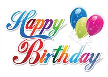 3737-N<br>Birthday Balloons with colorful retro script caption